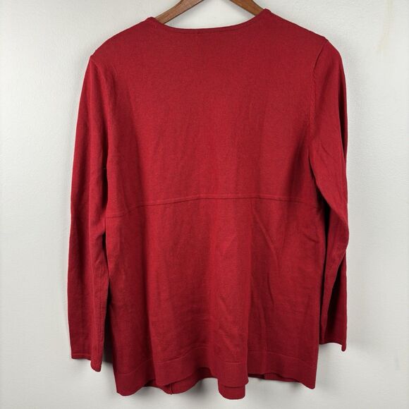 J. Jill Red Crewneck Sweater Petite Medium Long Sleeve Business Classic Women - Picture 9 of 11